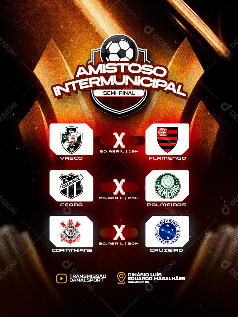 Torneio de Futebol Amistoso Social Media PSD Editável