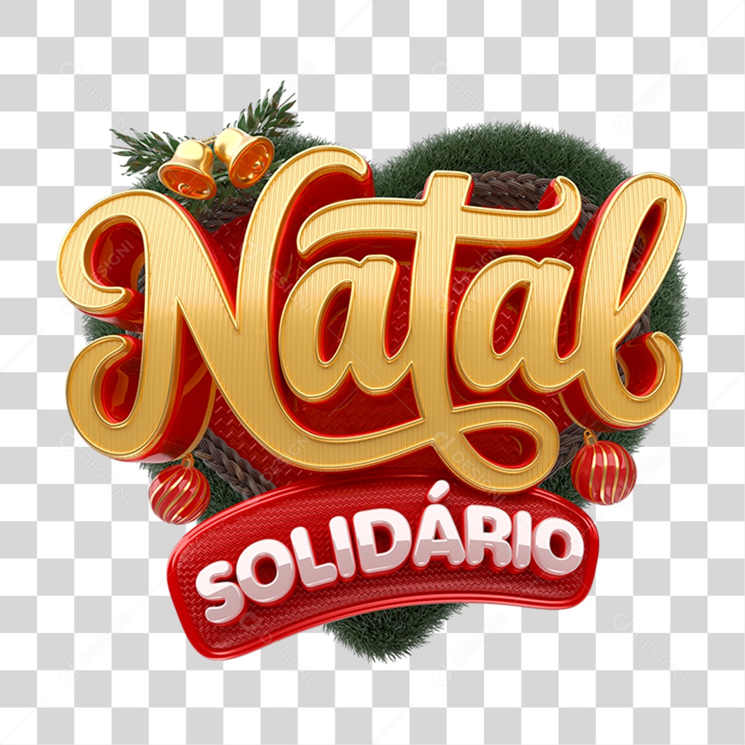Selo 3D Natal Solidário PNG Transparente