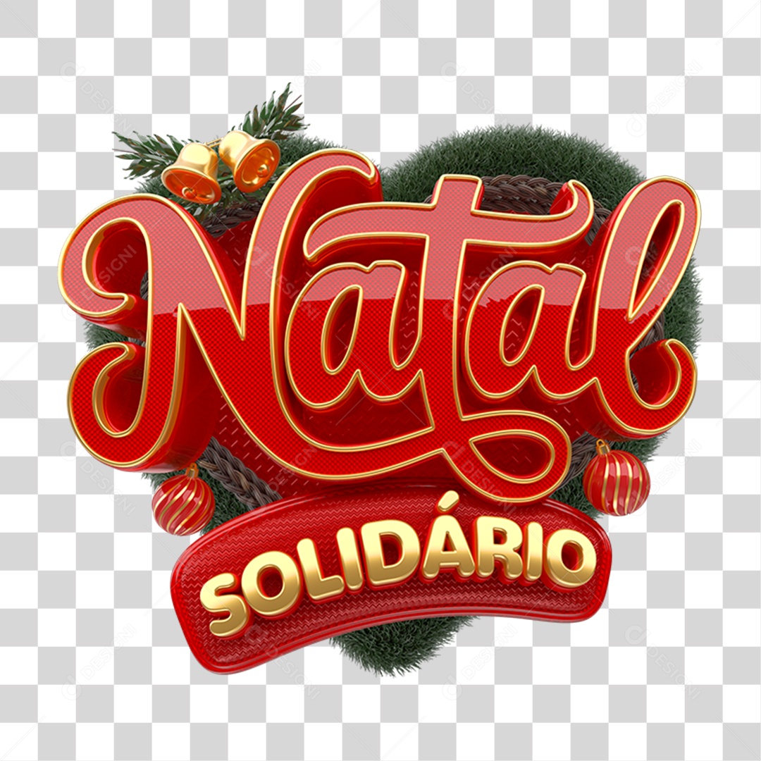 Selo 3D Natal Solidário PNG Transparente