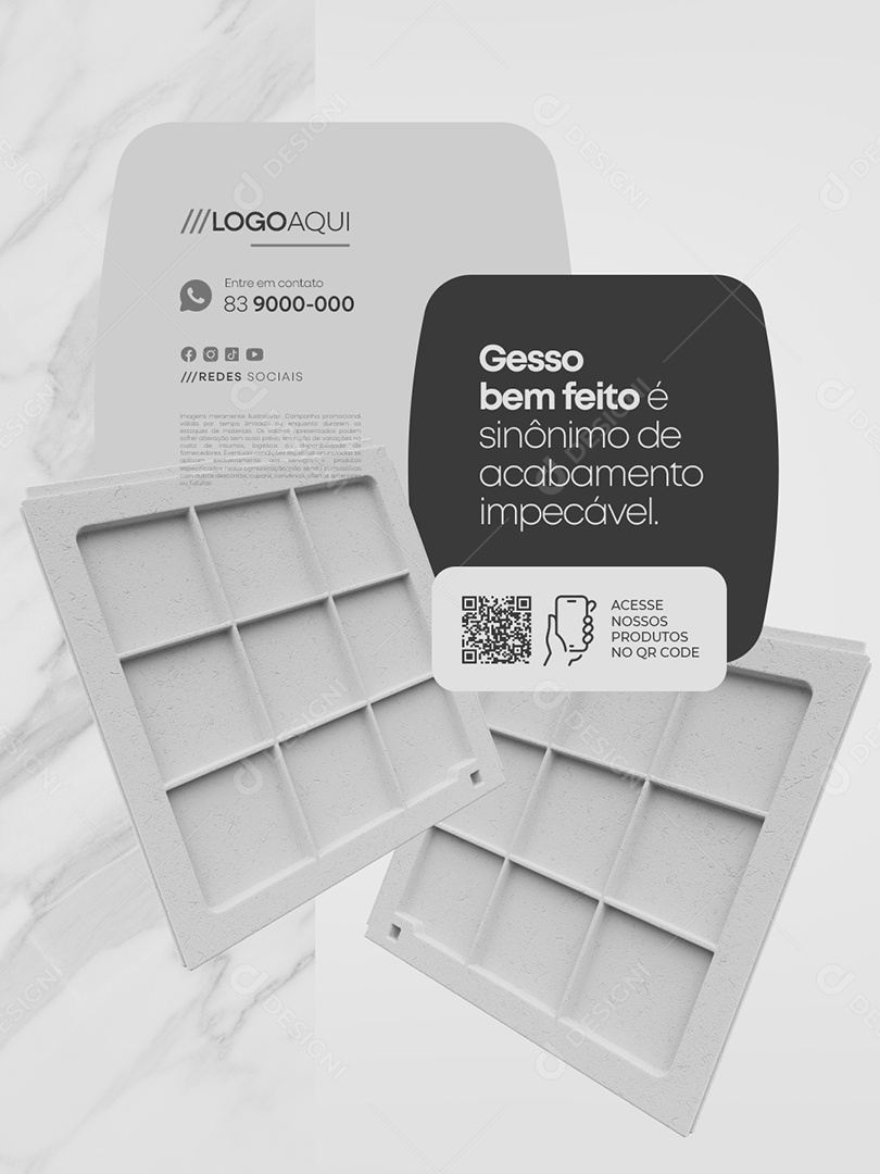 Marmoraria Gesso Feito é Sinônimo de Acabamento Impecável Social Media PSD Editável