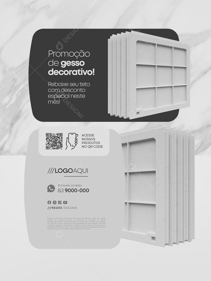 Marmoraria Promoção de Gesso Decorativo Social Media PSD Editável