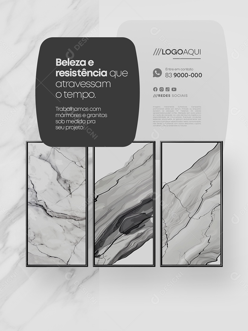 Marmoraria Beleza e Resistência Que Atravessam o Tempo Social Media PSD Editável