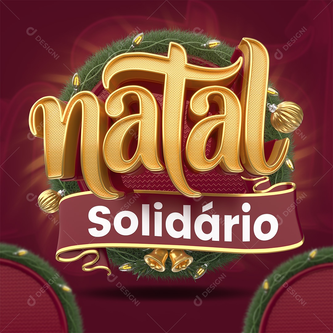 Natal de Ofertas Selo 3D Dourado e Vermelho para Composição PSD