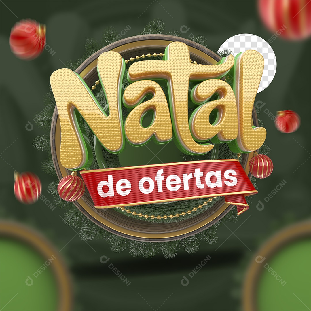 Natal de Ofertas Selo 3D para Composição PSD