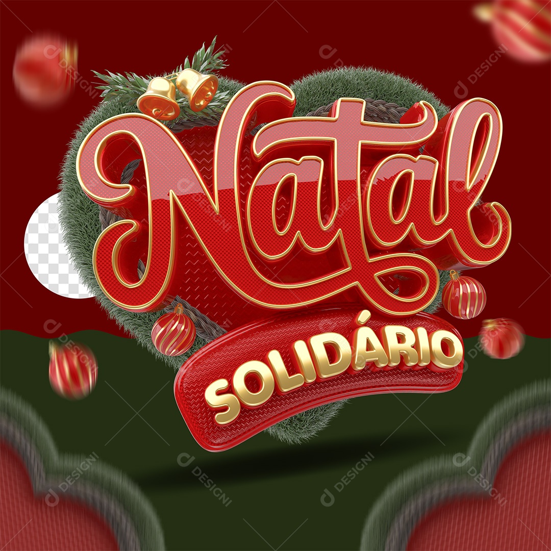 Natal Solidário Selo 3D para Composição PSD