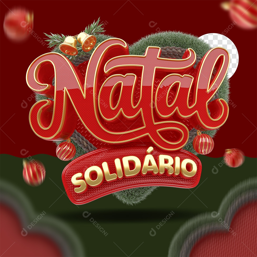 Natal Solidário Selo 3D para Composição PSD