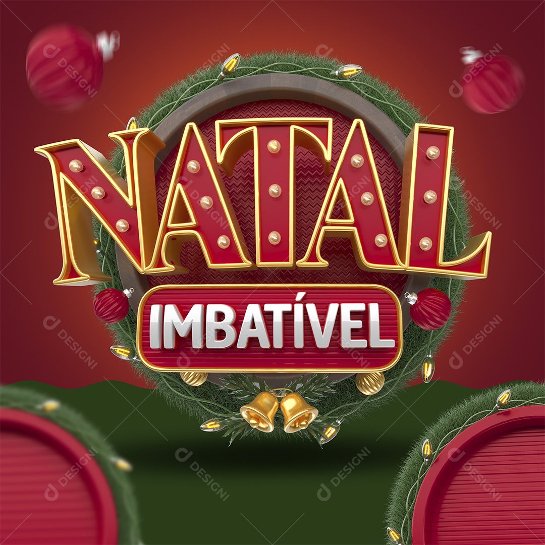 Natal Imbatível Selo 3D Vermelho para Composição PSD