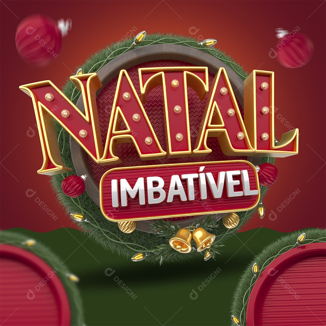 Natal Imbatível Selo 3D Vermelho para Composição PSD