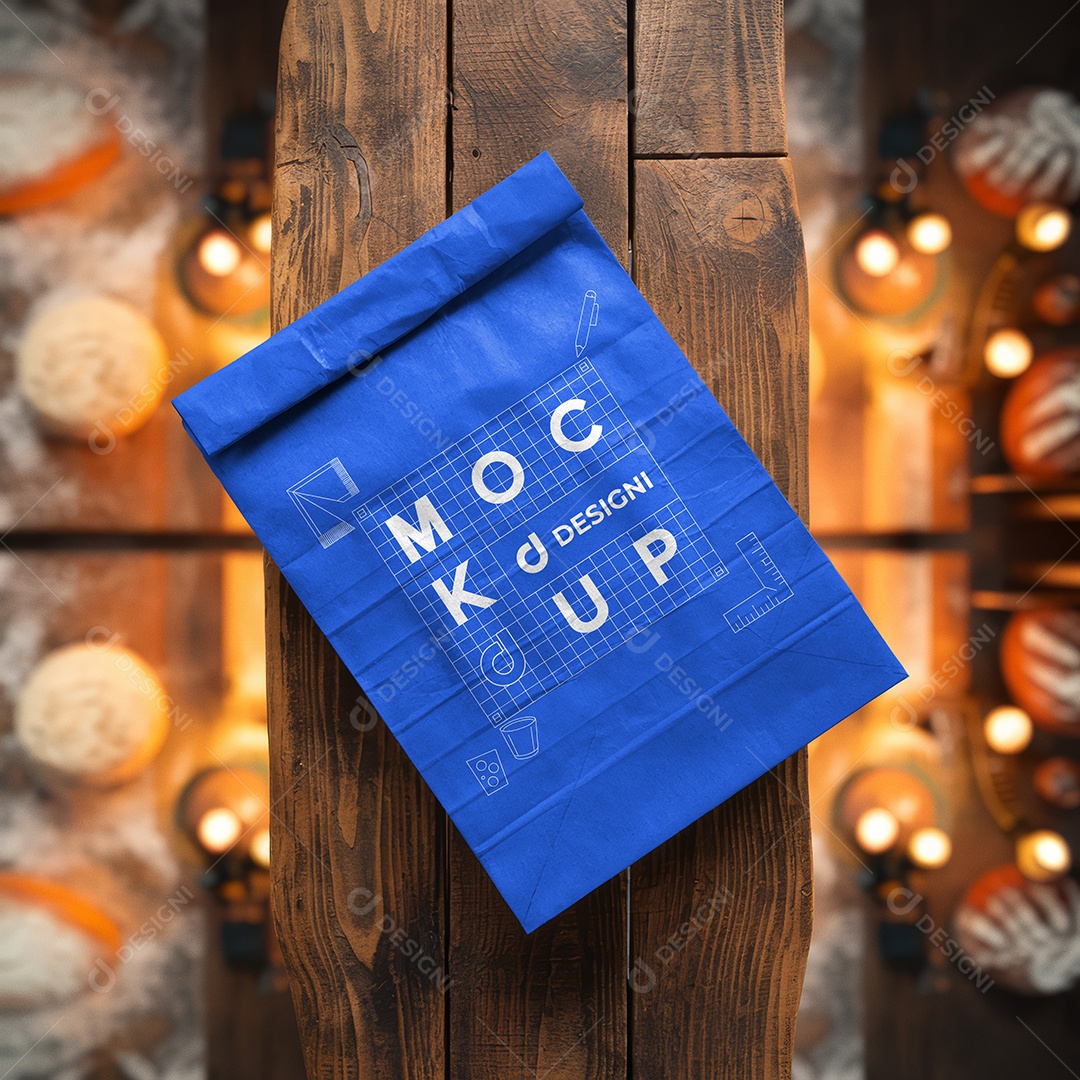 Mockup Embalagem Saco de Papel Kraft PSD Editável