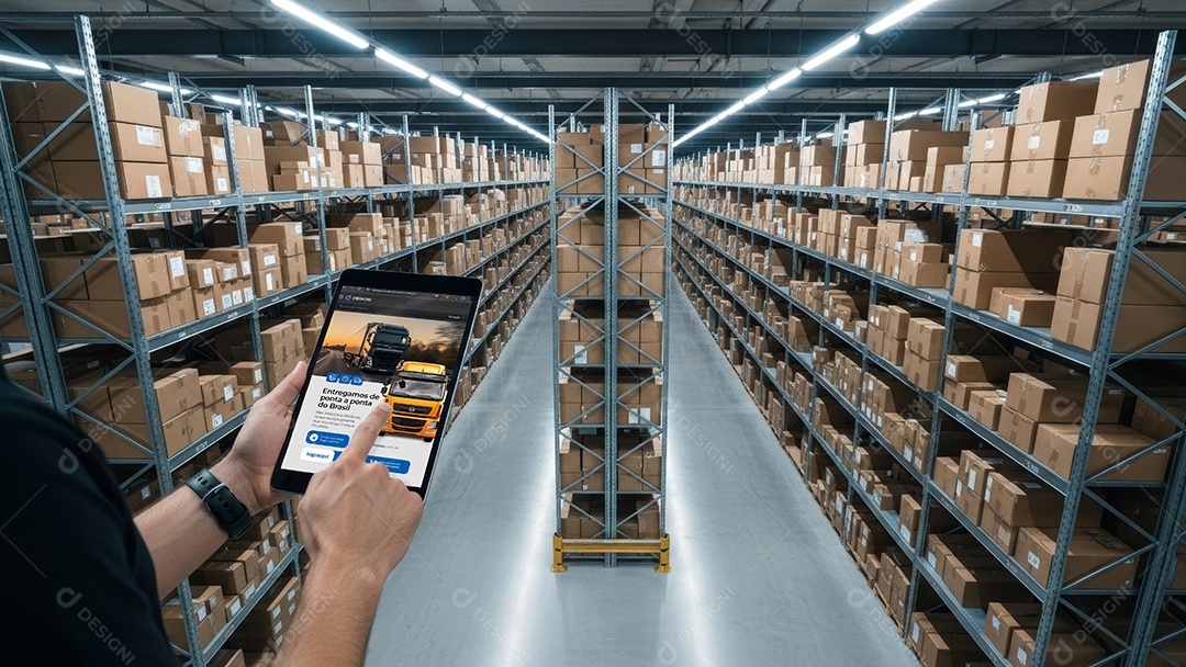 Mockup Tablet no Armazem PSD Editável