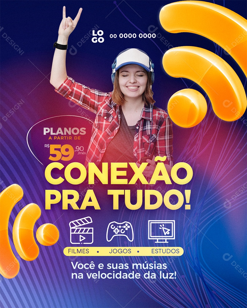 Conexão Para Tudo Provedor de Internet Social Media PSD Editável