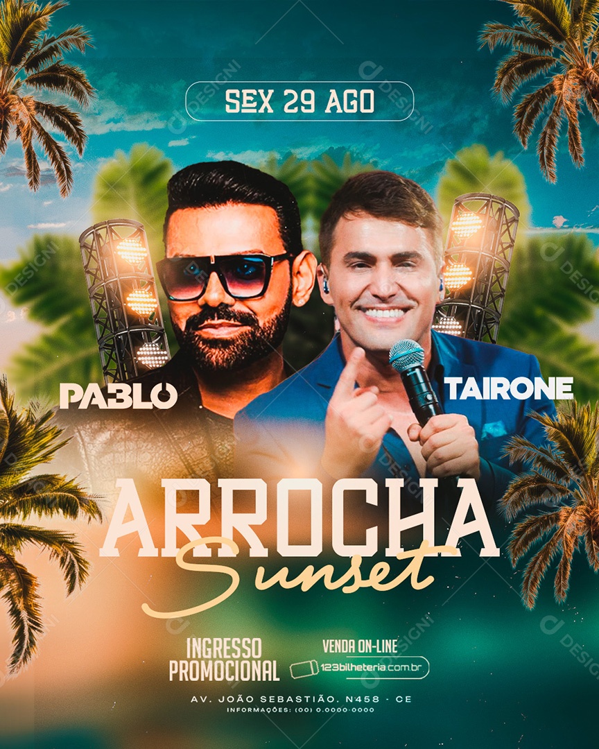 Flyer Feed Arrocha Sunset Social Media PSD Editável