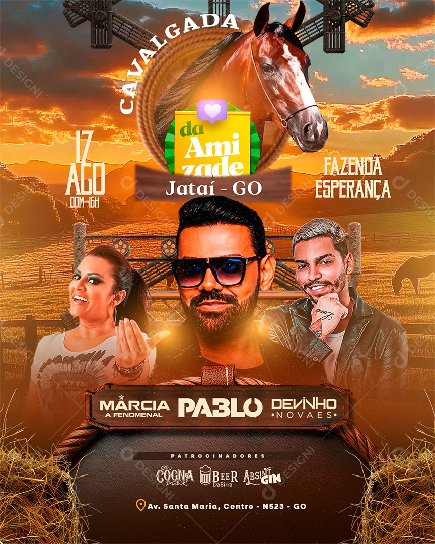 Flyer Feed Cavalgada Social Media PSD Editável