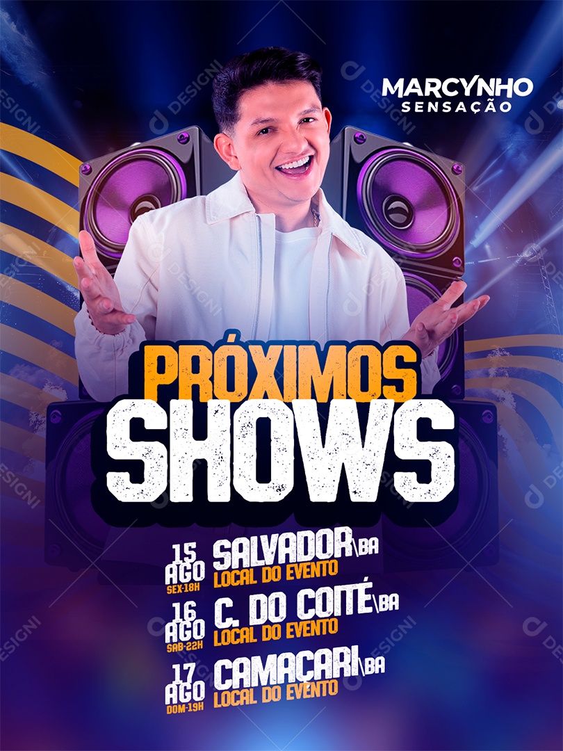 Flyer Feed Próximos Shows Marcynho Social Media PSD Editável