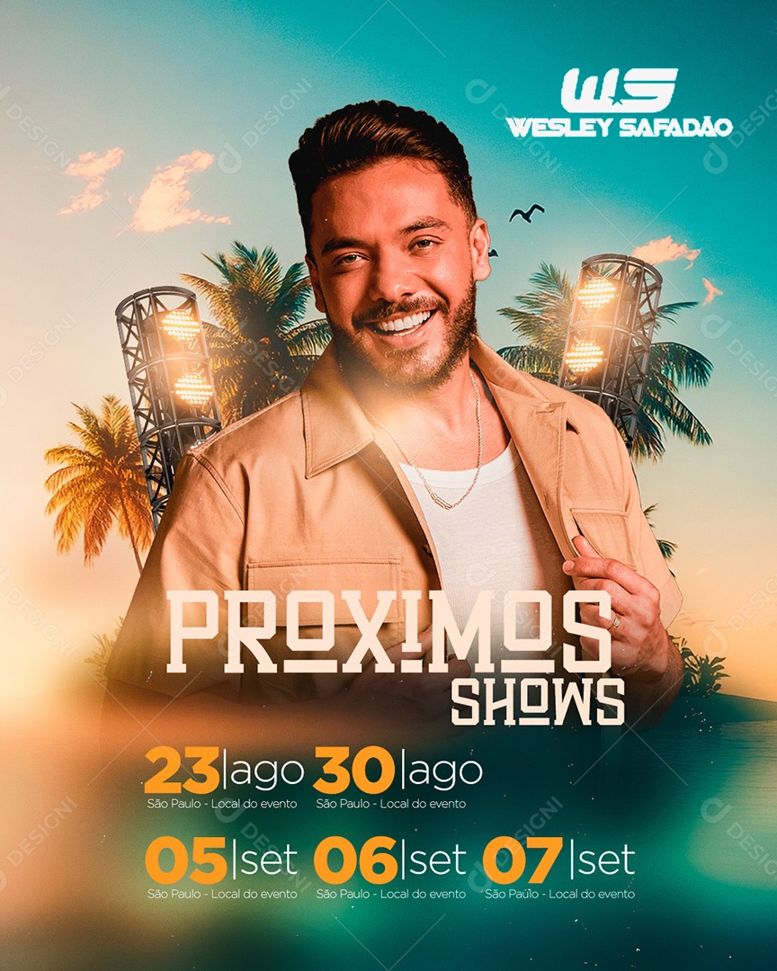 Flyer Feed Próximos Shows Wesley Safadão Social Media PSD Editável