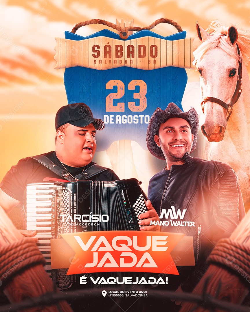 Flyer Feed Sábado Vaquejada Social Media PSD Editável