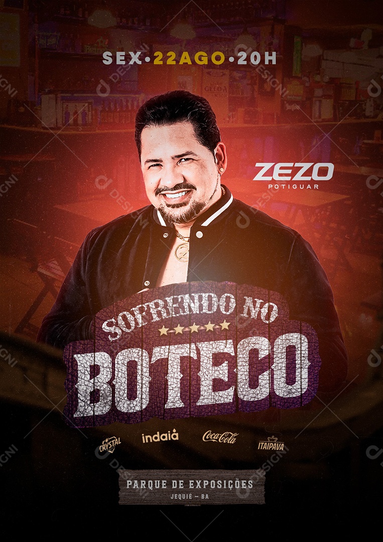 Flyer Feed Sofrendo no Boteco Social Media PSD Editável