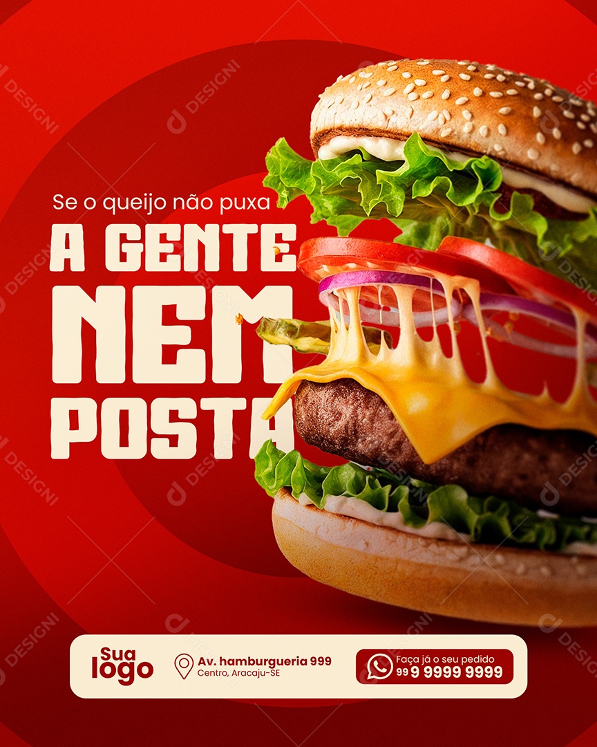 Hamburgueria a Gente nem Posta Social Media PSD Editável