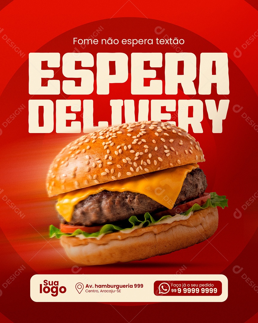 Hamburgueria Espera Delivery Social Media PSD Editável