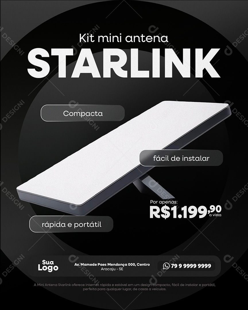 Kit Mini Antena Starlink Social Media PSD Editável