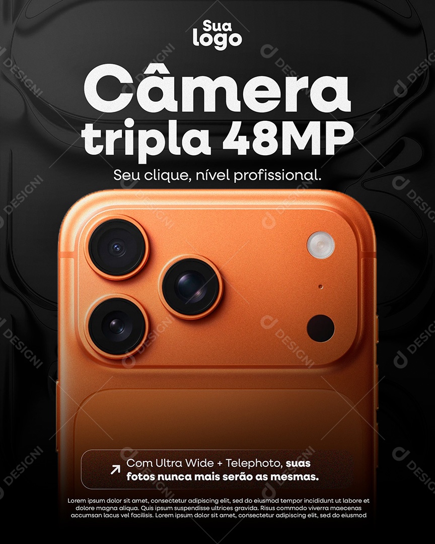 Loja de Iphone Câmera Tripla Social Media PSD Editável