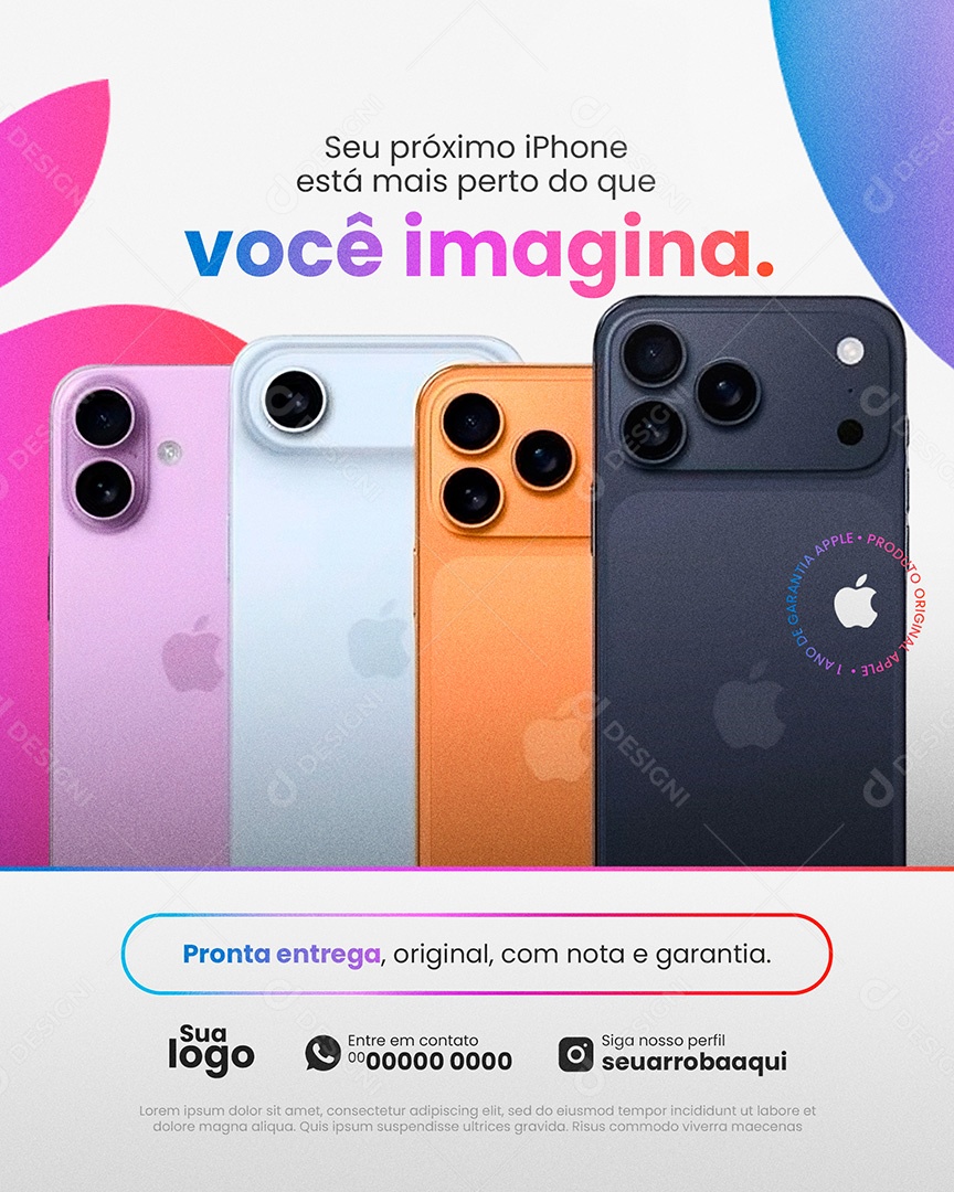 Loja de Iphone seu Próximo Iphone Social Media PSD Editável