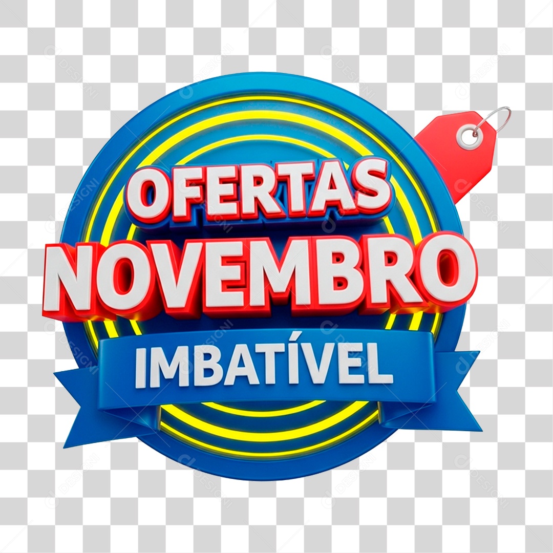 Selo 3D Ofertas Novembro Imbatível PNG Transparente
