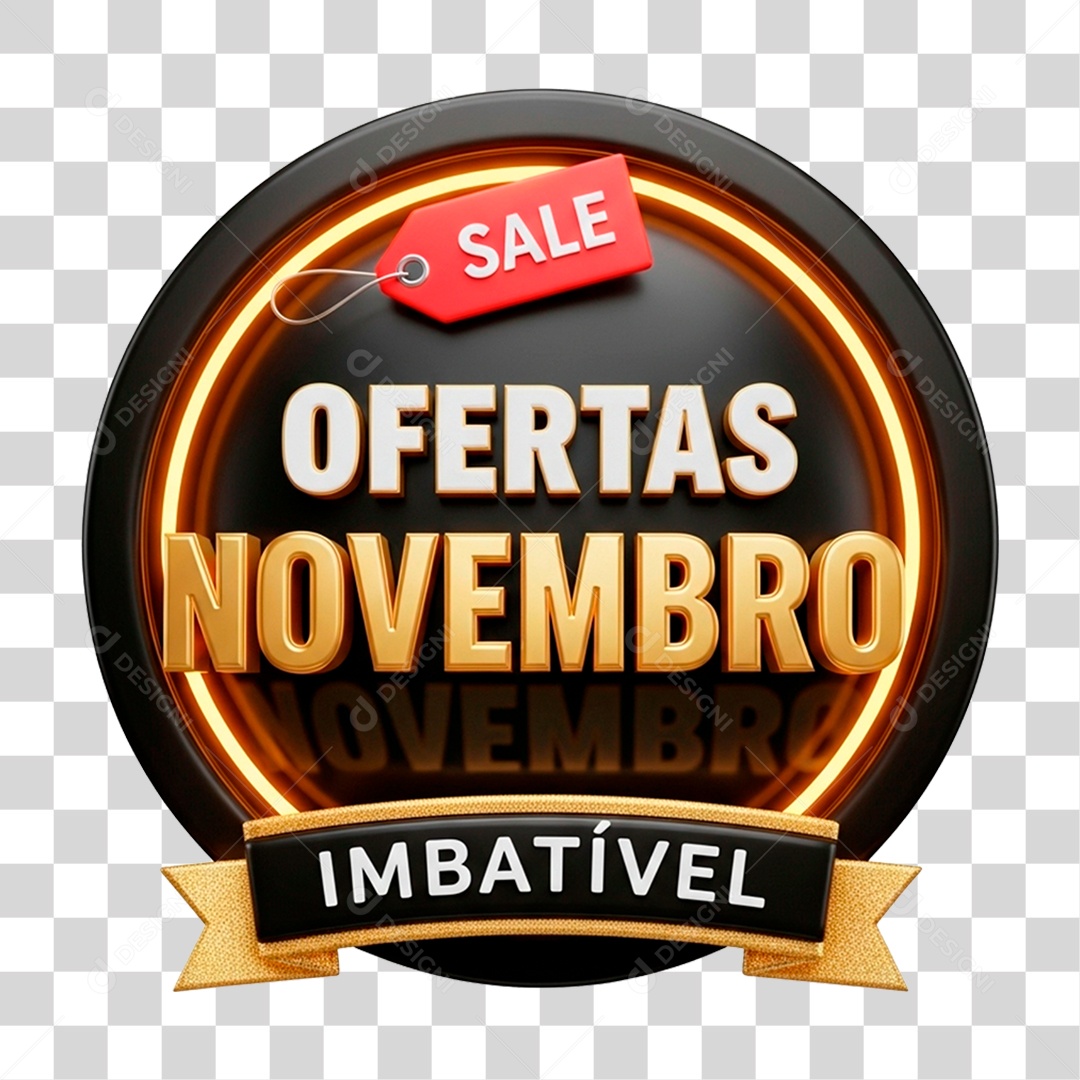 Selo 3D Ofertas Novembro Imbatível PNG Transparente