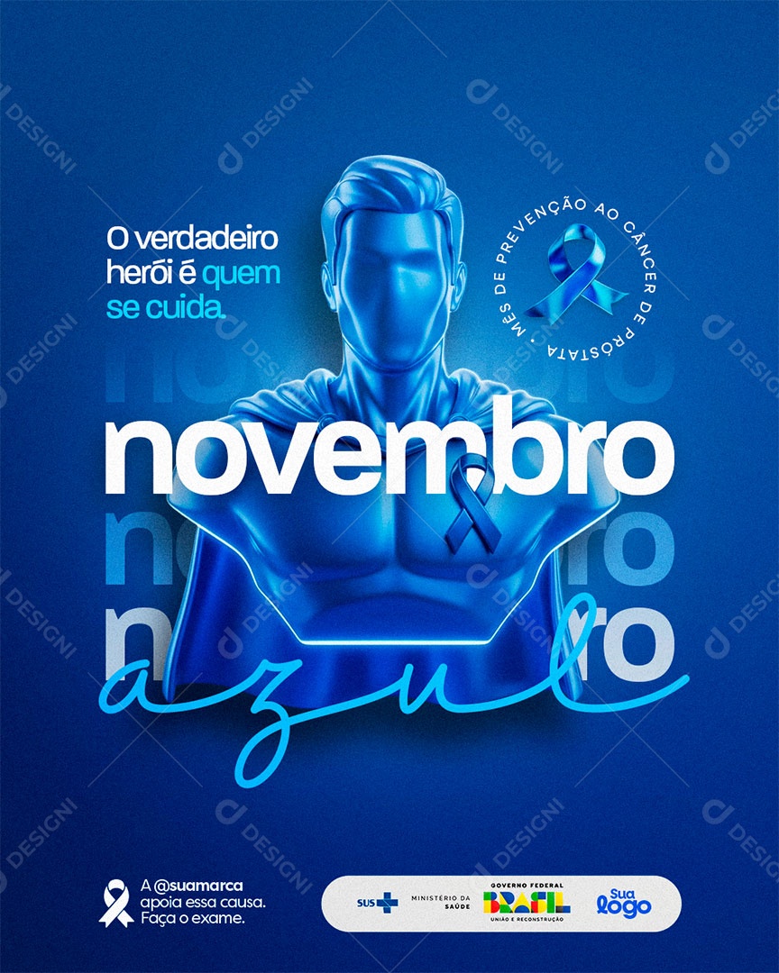 Novembro Azul Mês de Combate ao Câncer de Próstata Social Media PSD Editável