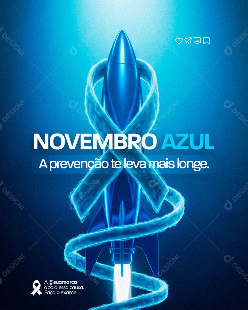 Novembro Azul Mês de Combate ao Câncer de Próstata Social Media PSD Editável