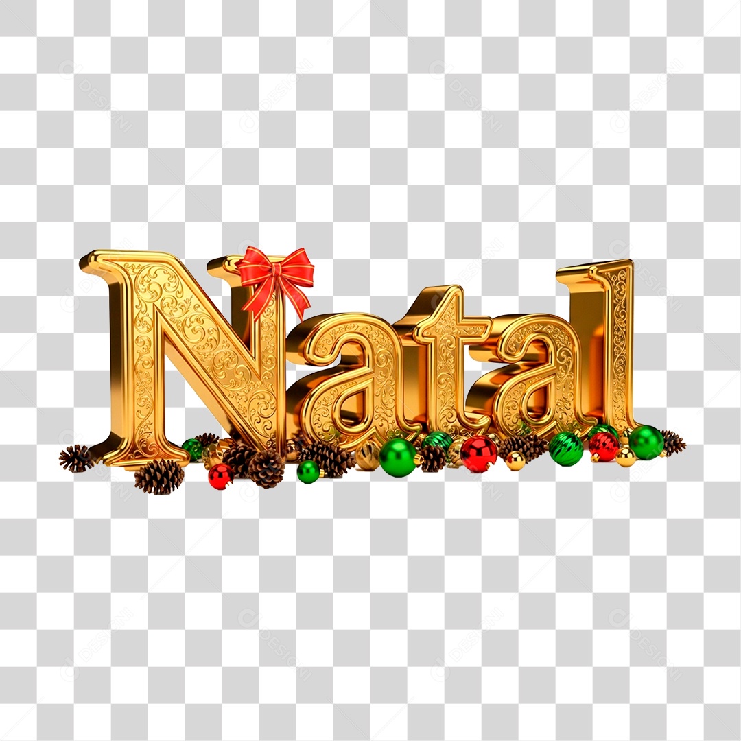 Selo 3D Natal para Composição PNG Transparente