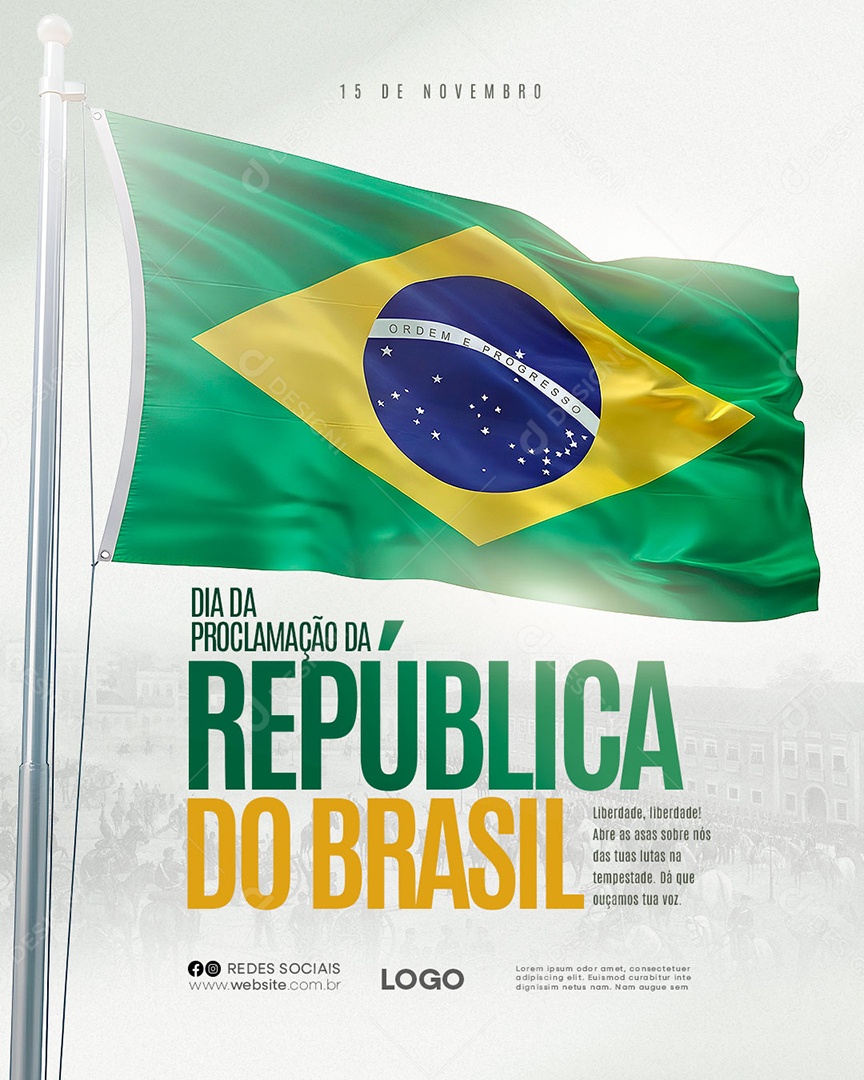 Dia da Proclamação da República 15 de Novembro Social Media PSD Editável