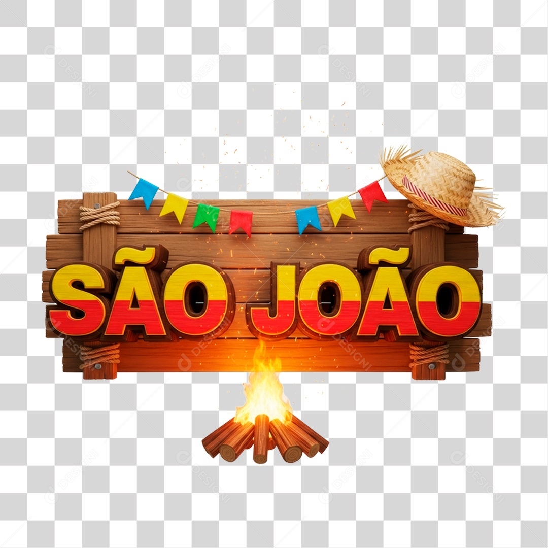 Selo 3D São João Para Composição PNG Transparente