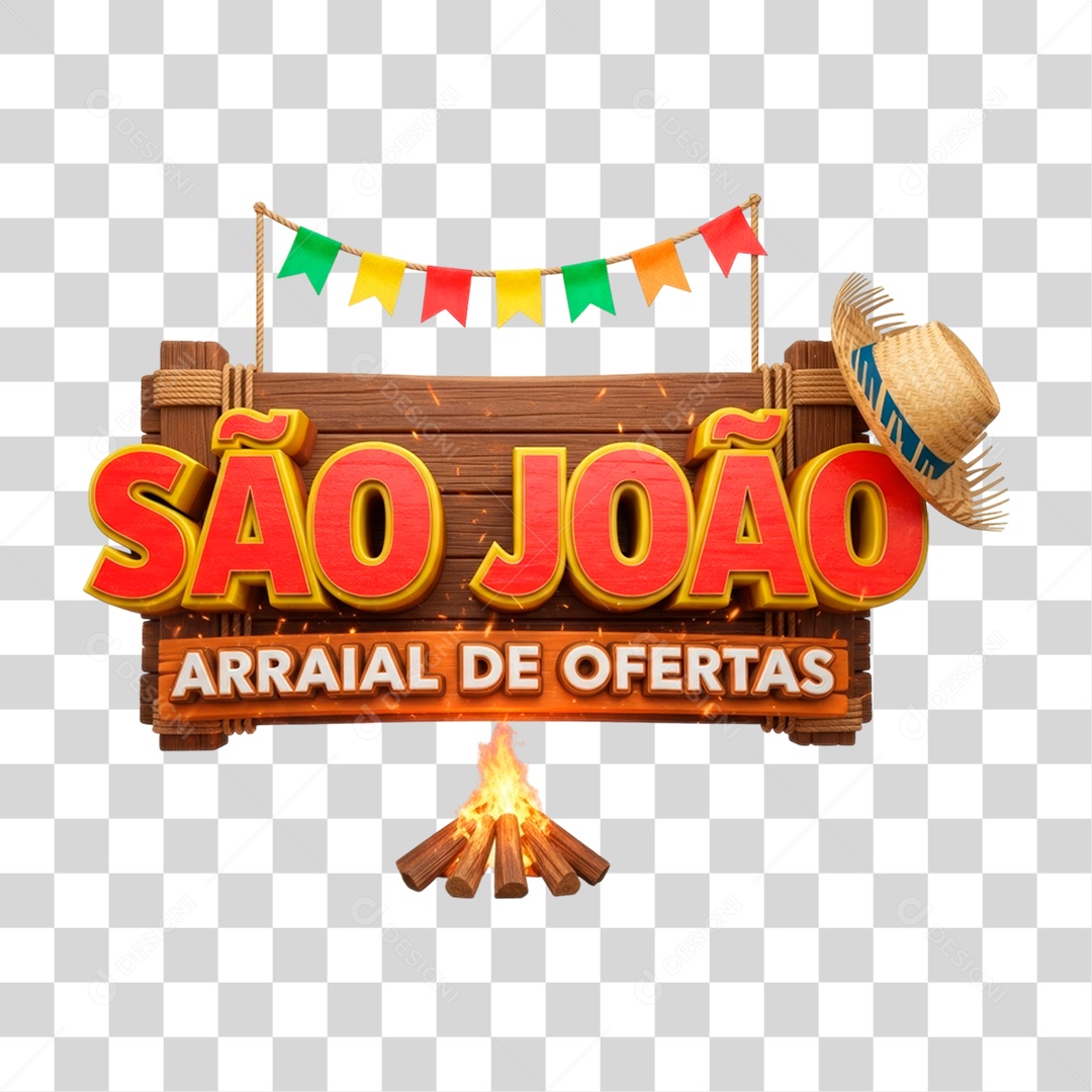 Selo 3D São João Arraial de Ofertas PNG Transparente