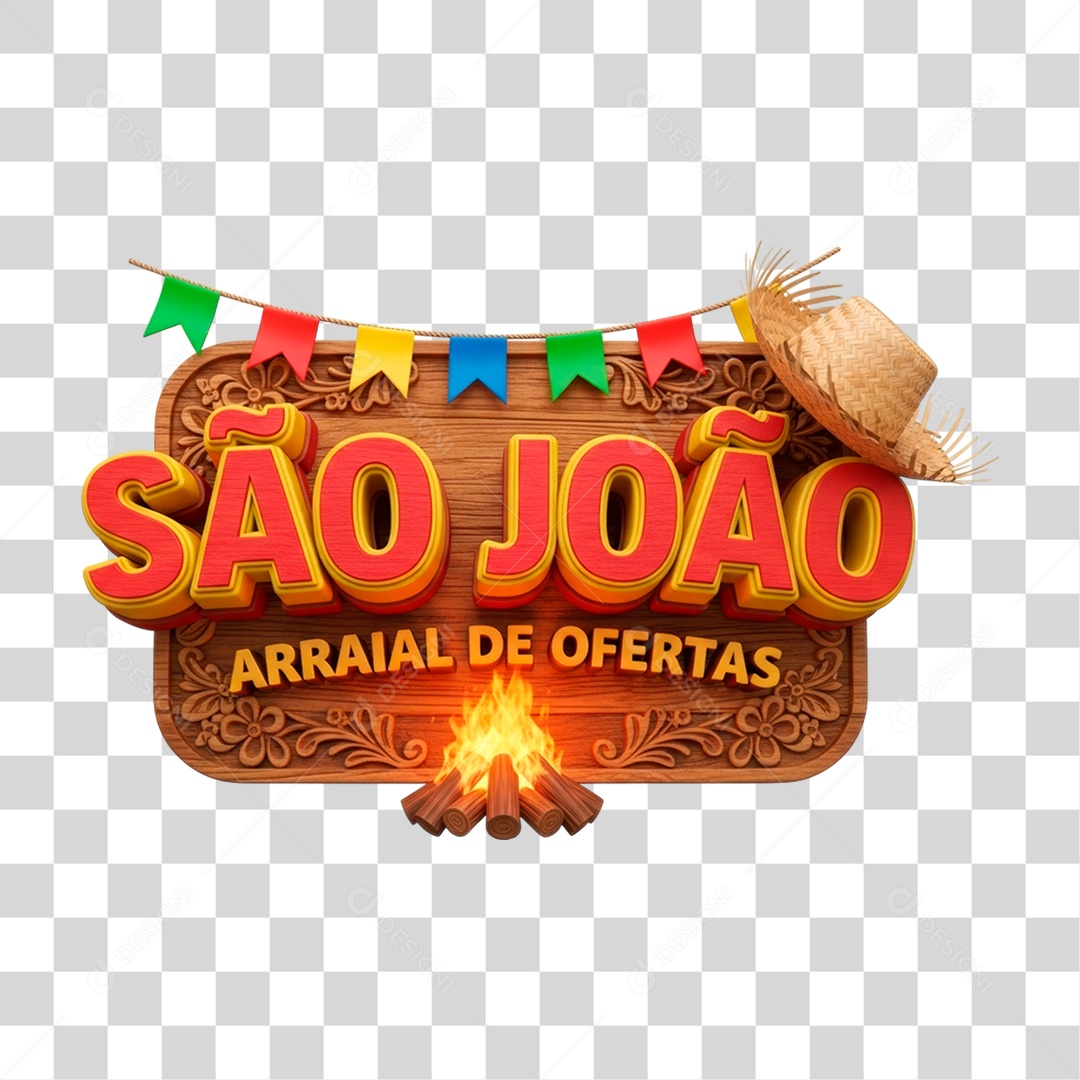Selo 3D São João Arraial de Ofertas PNG Transparente