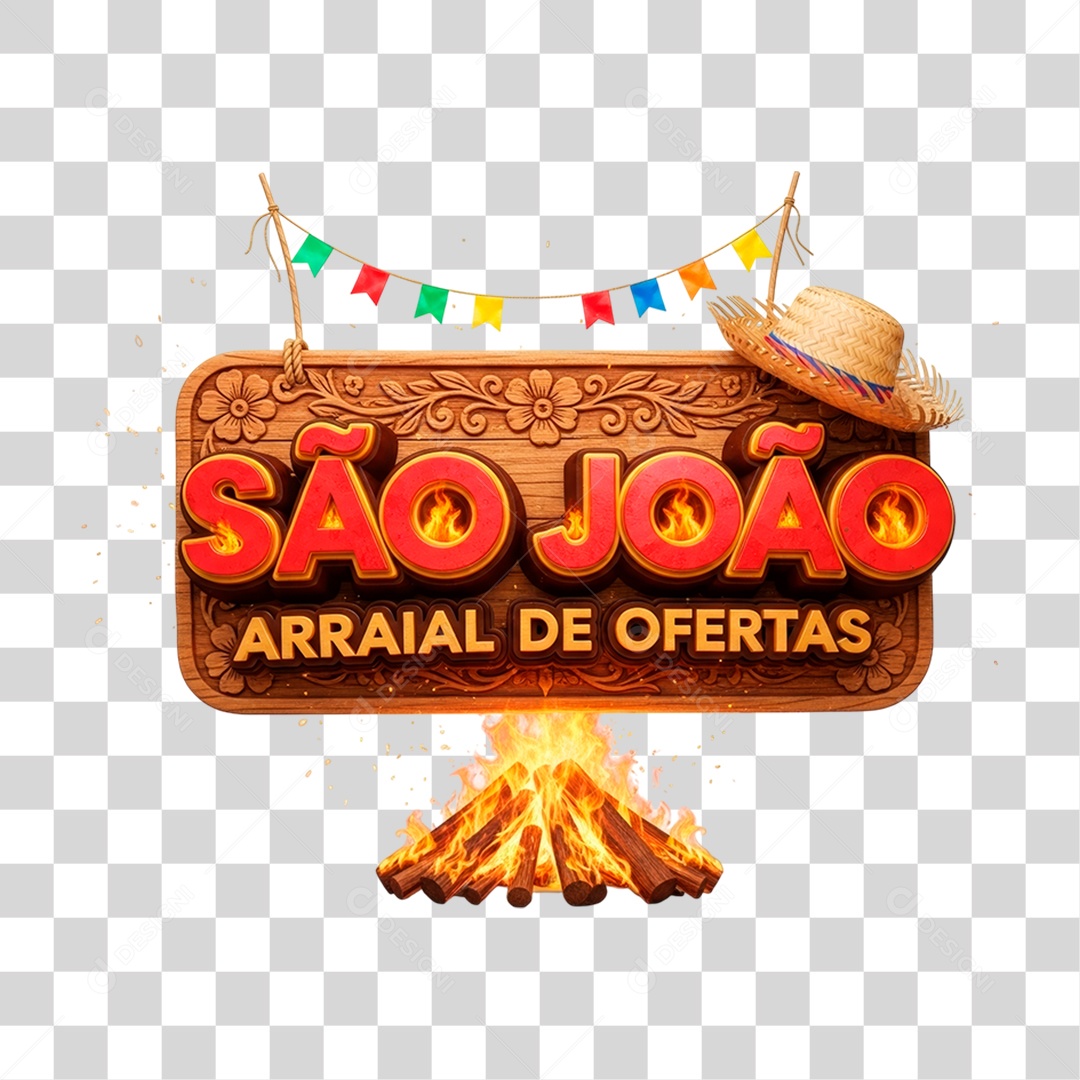 Selo 3D São João Arraial de Ofertas PNG Transparente