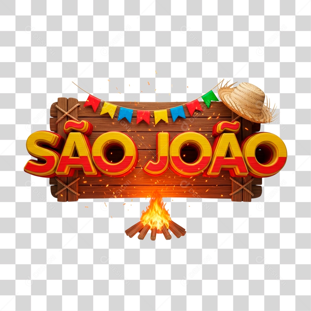 Selo 3D São João Para Composição PNG Transparente