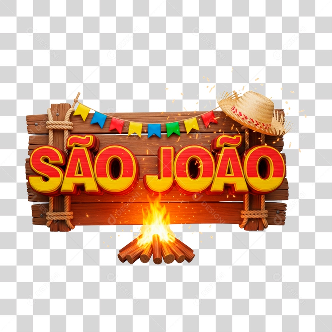 Selo 3D São João Para Composição PNG Transparente