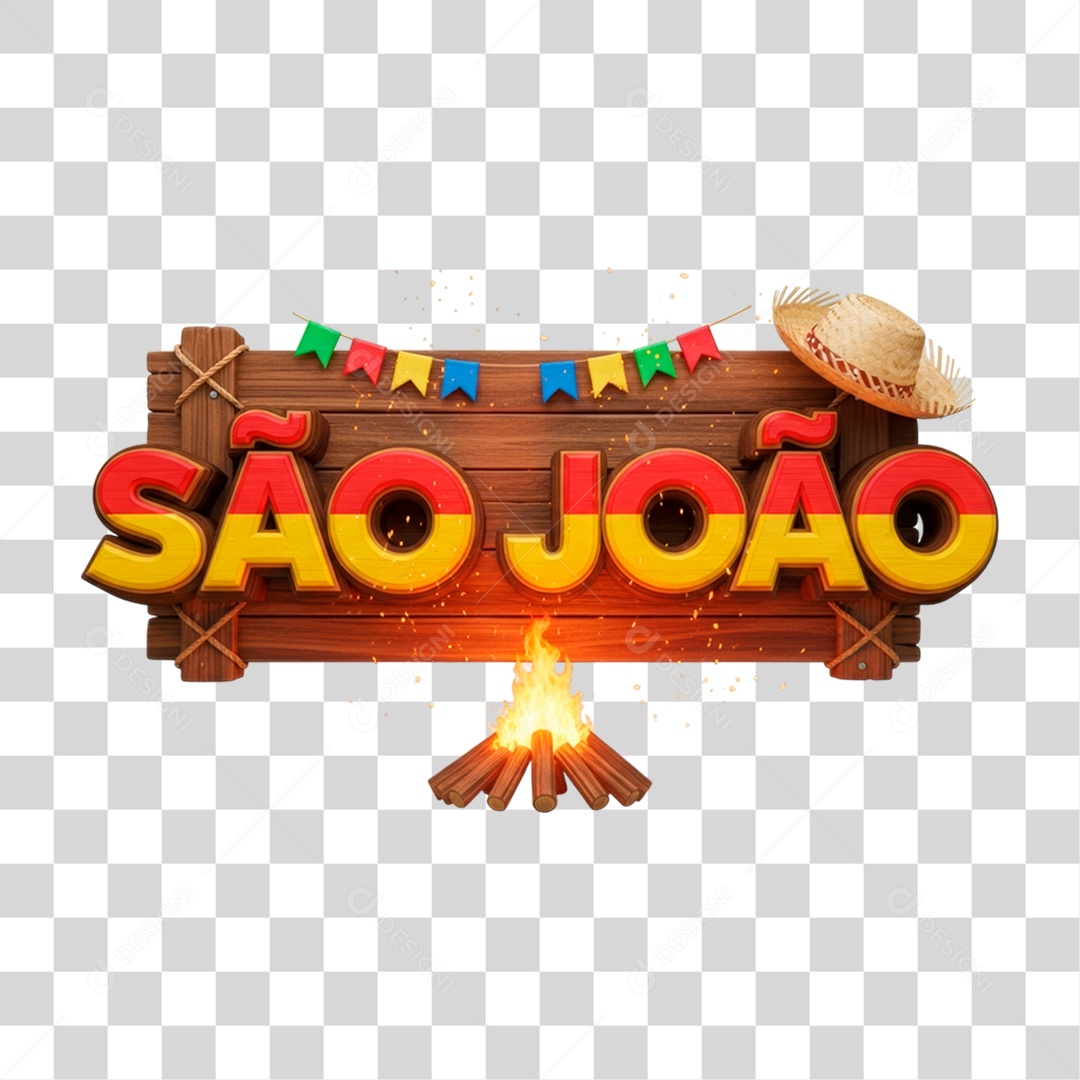 Selo 3D São João Para Composição PNG Transparente