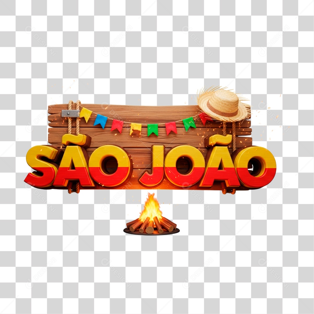 Selo 3D São João Para Composição PNG Transparente