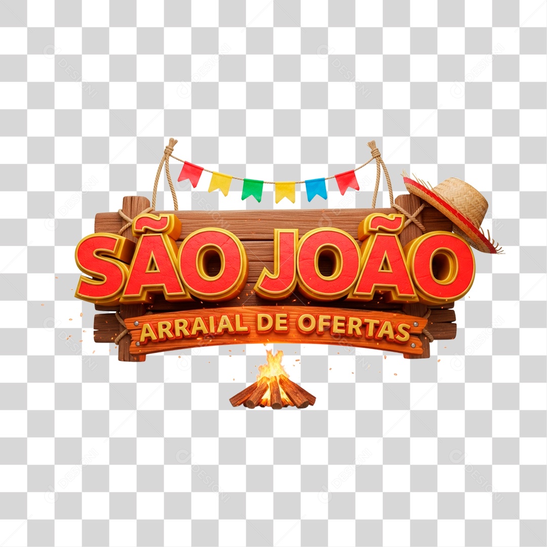 Selo 3D São João Arraial de Ofertas PNG Transparente
