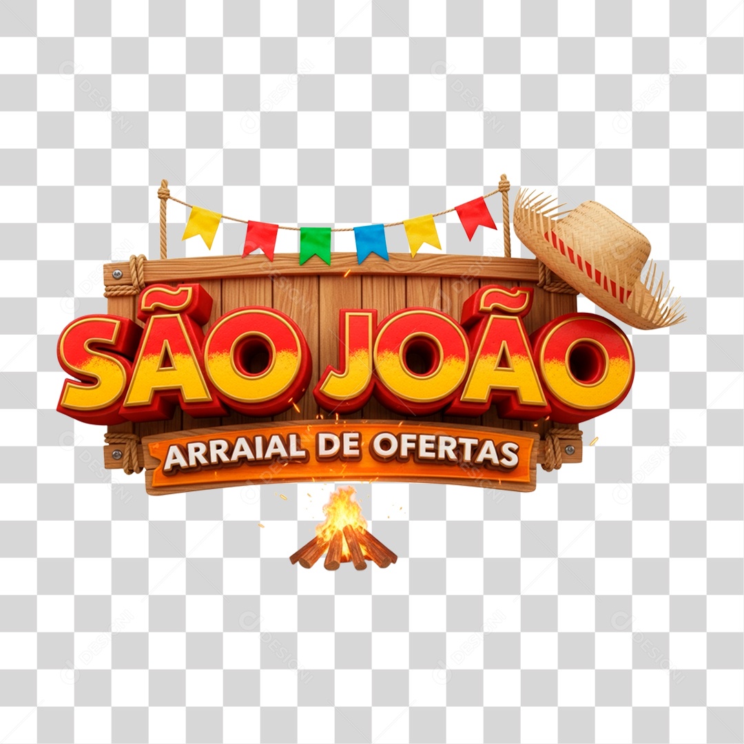 Selo 3D São João Arraial de Ofertas PNG Transparente