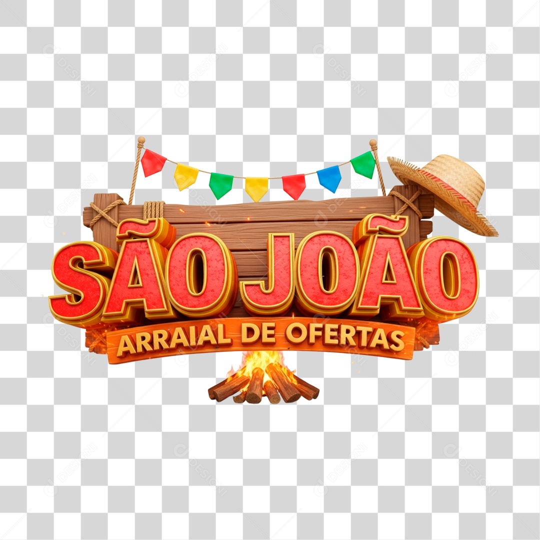 Selo 3D São João Arraial de Ofertas PNG Transparente