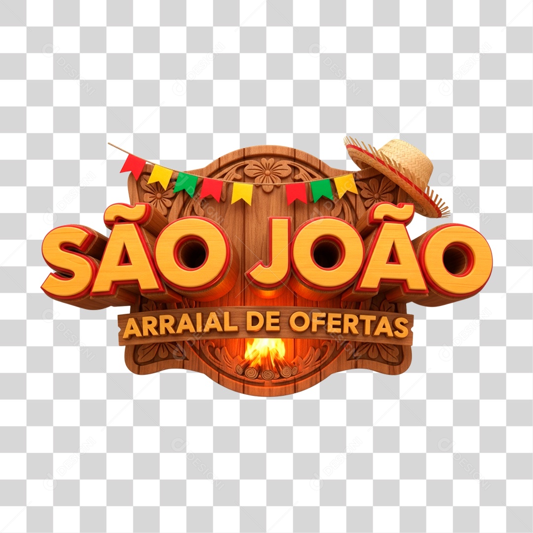 Selo 3D São João Arraial de Ofertas PNG Transparente