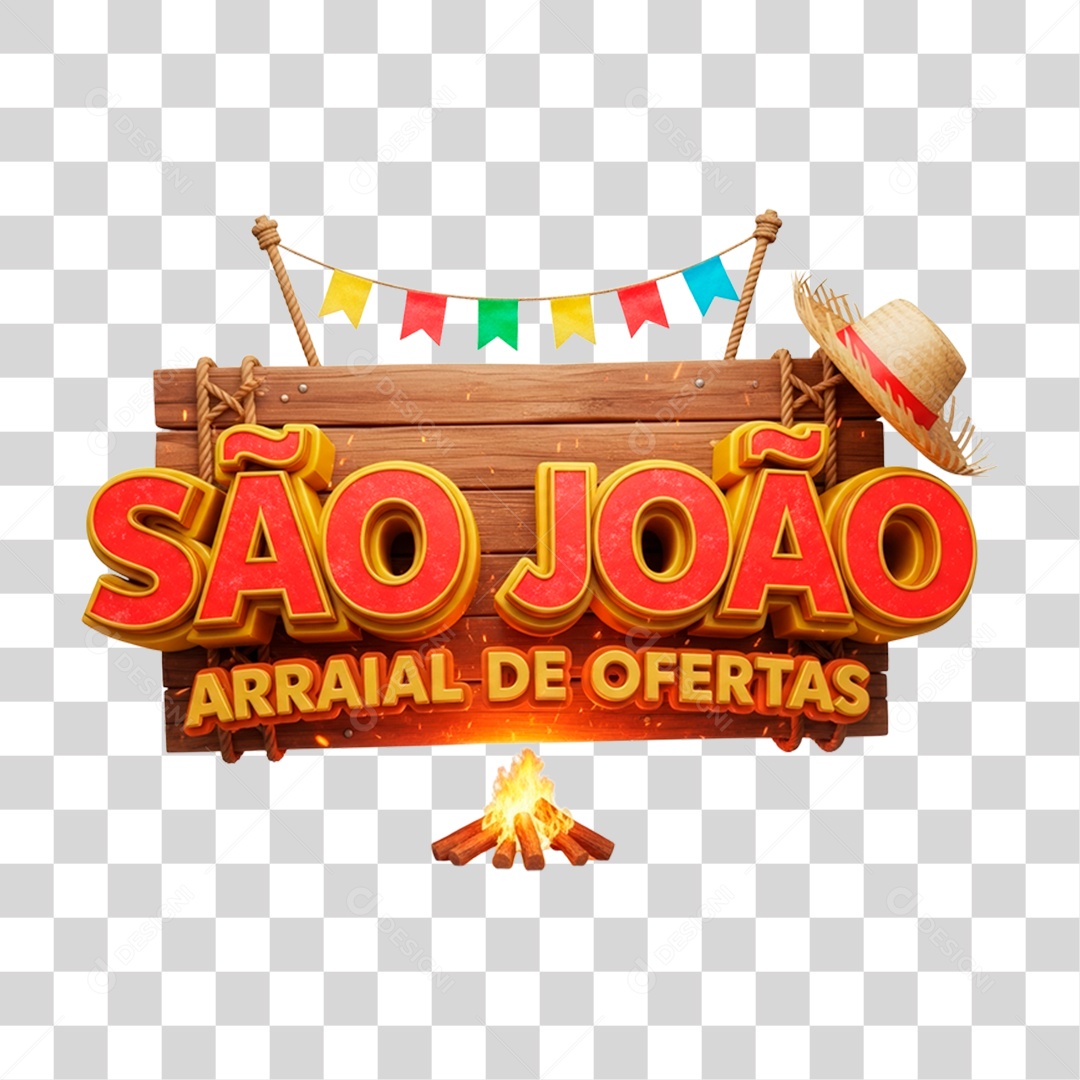 Selo 3D São João Arraial de Ofertas PNG Transparente