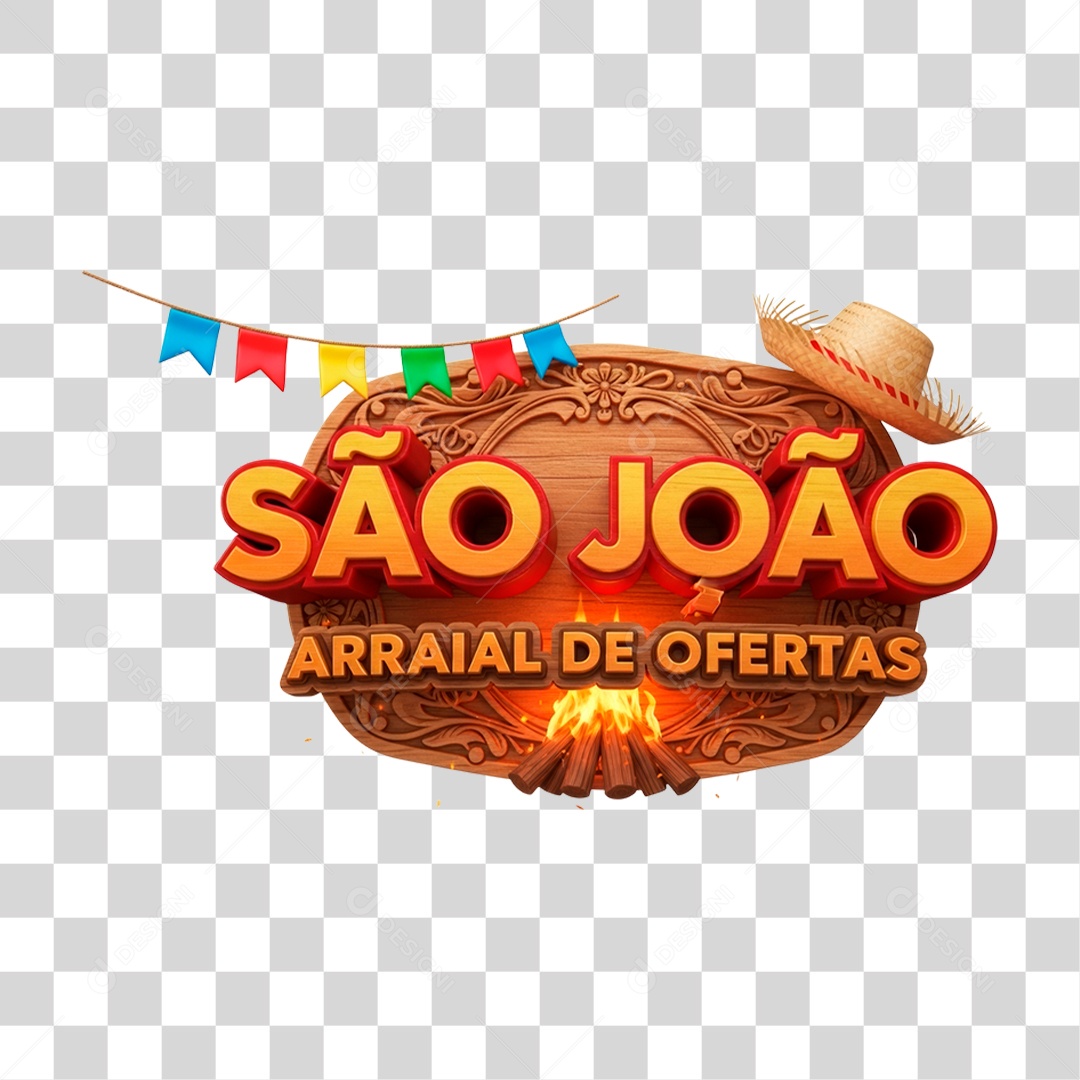 Selo 3D São João Arraial de Ofertas PNG Transparente