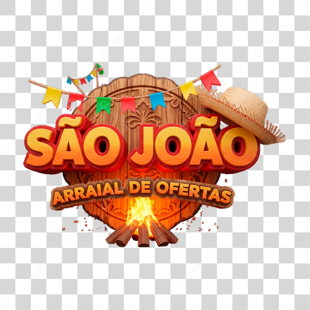 Selo 3D São João Arraial de Ofertas PNG Transparente