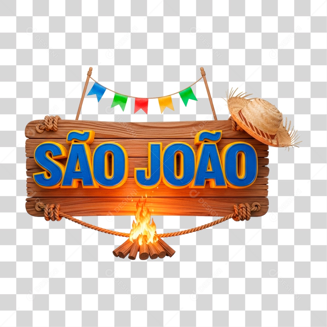Selo 3D São João Para Composição PNG Transparente