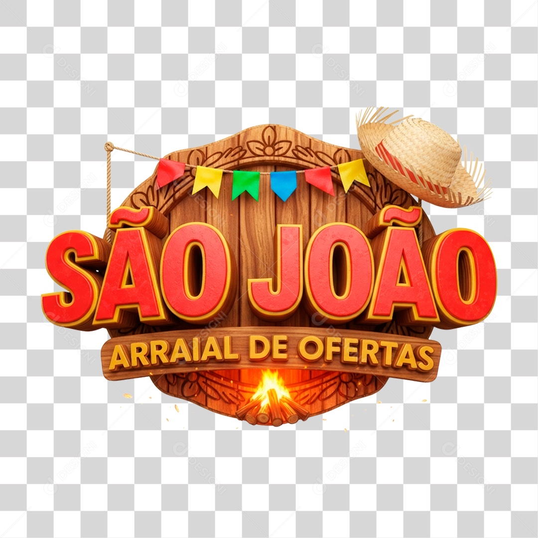 Selo 3D São João Arraial de Ofertas PNG Transparente