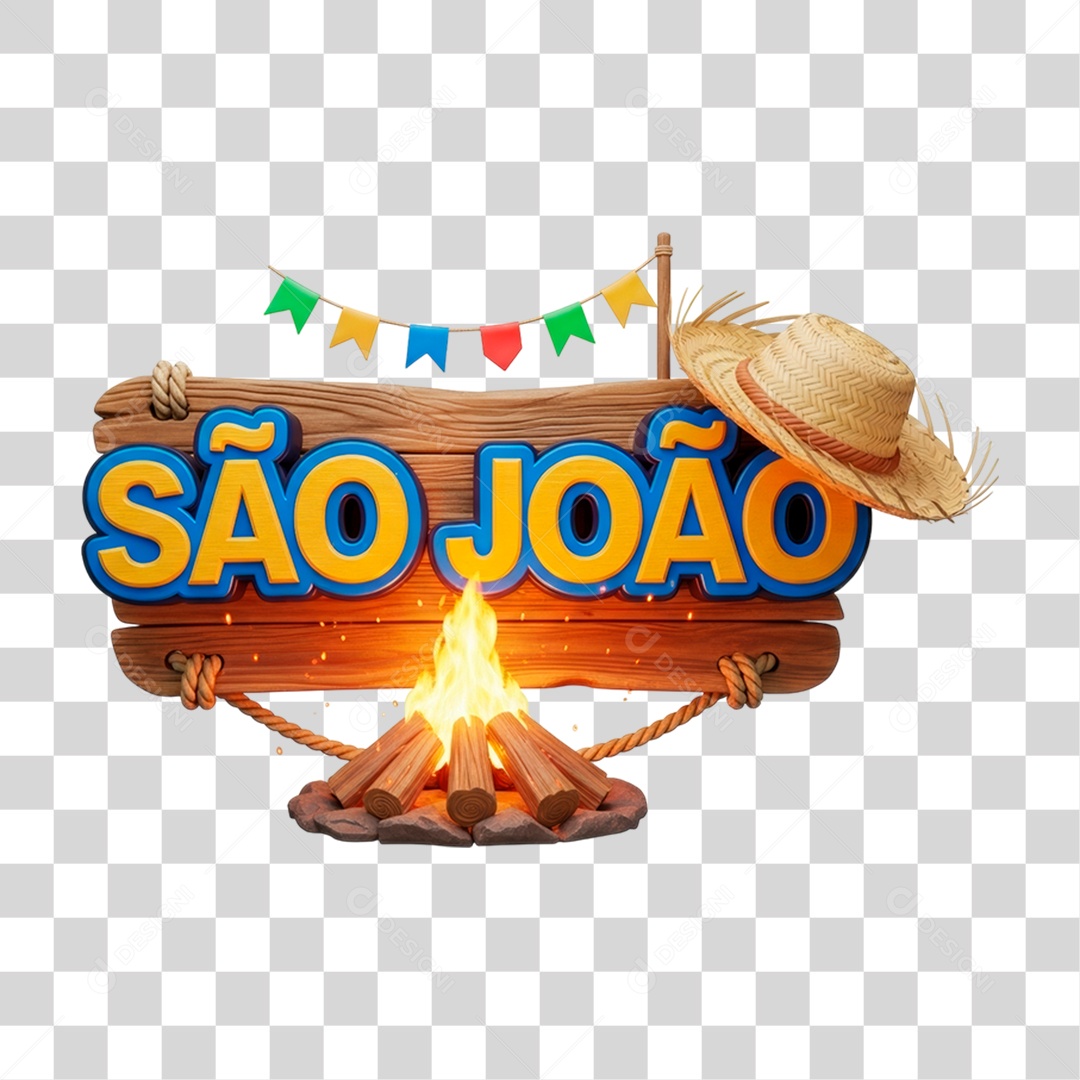 Selo 3D São João Para Composição PNG Transparente